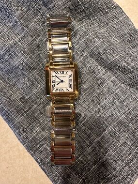 Cartier Two-Tone Gold and Silver Tank Bracelet Watch